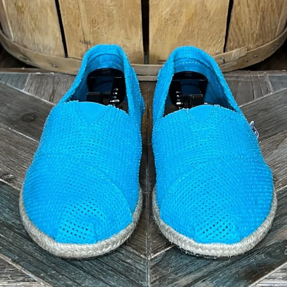 Toms Freetown Classic Turquoise Weave Slip-On Espadrilles Flats Womens Size 8.5